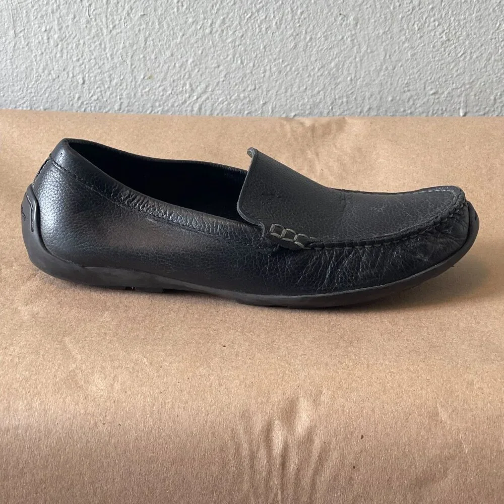 Mens Tommy Bahama  71/2 D Orion Leather Loafers Black Slip-On‎ Casual Shoes